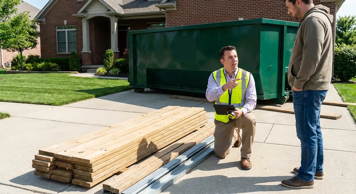 Dumpster rental delivery truck in Hollywood