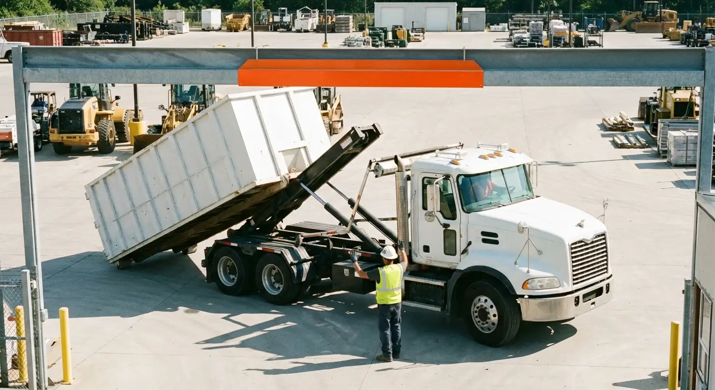 Commercial dumpster delivery truck specifications and clearance requirements in Hollywood, FL