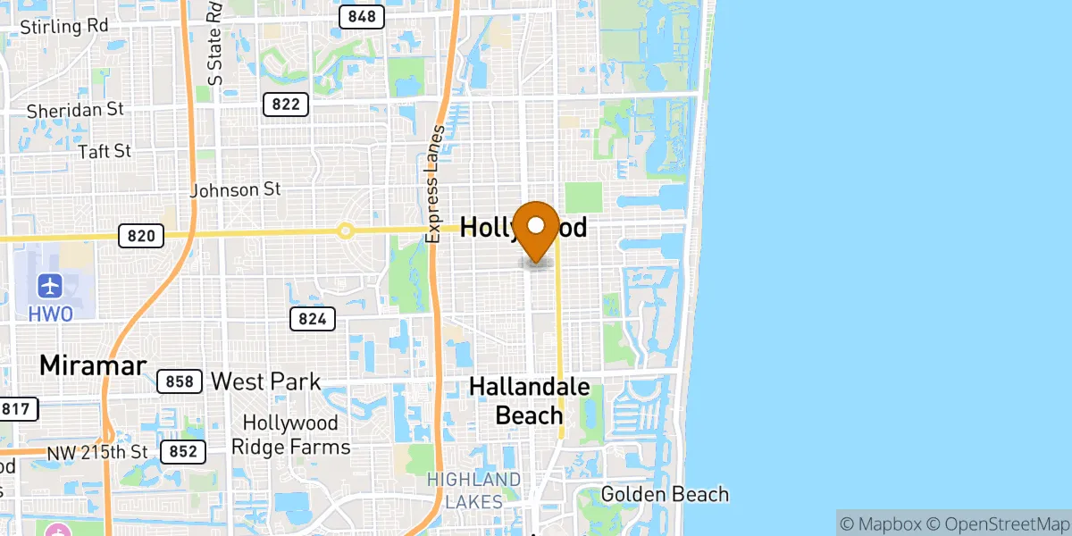 neighborhood map in Hollywood, FL