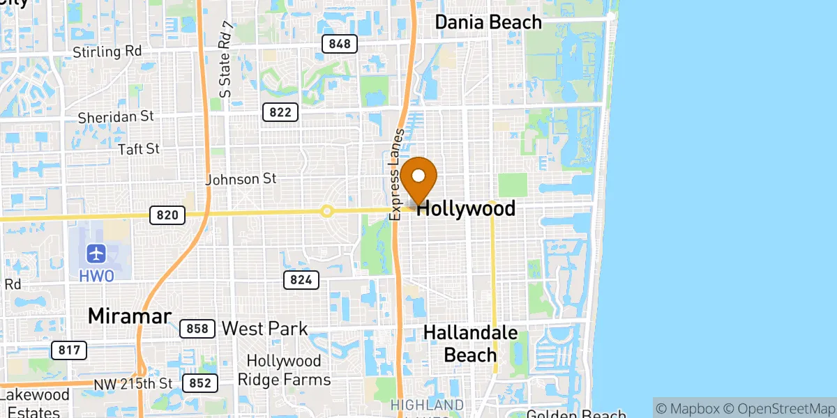 neighborhood map in Hollywood, FL