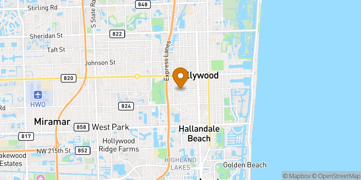 neighborhood map in Hollywood, FL